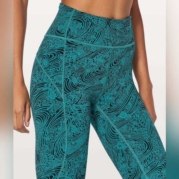 New Lululemon In Movement Crop Leggings 6 Everlux 19" Kitakami Spirit Green - Picture 4 of 5